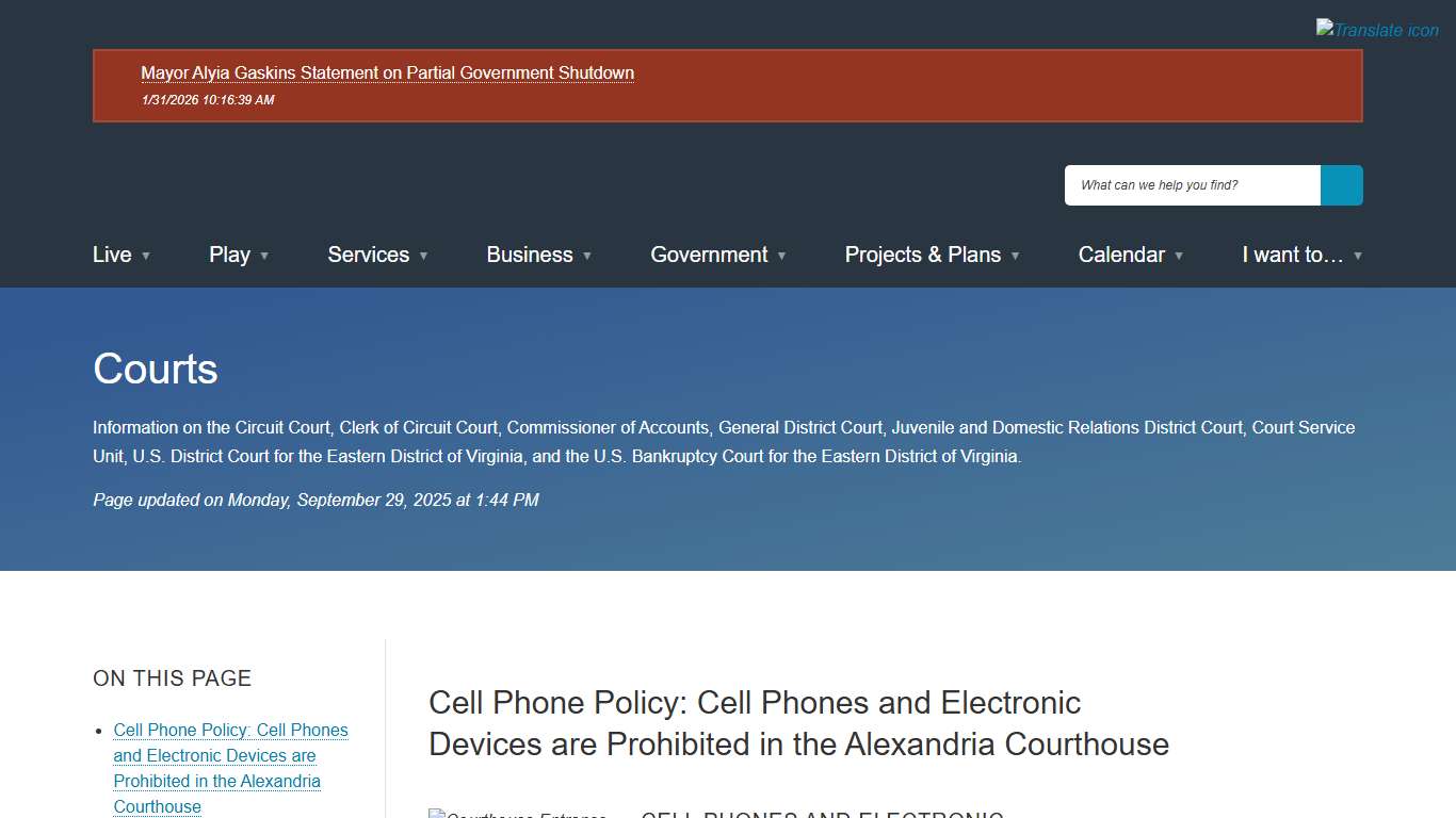 [Current] Courts City of Alexandria, VA