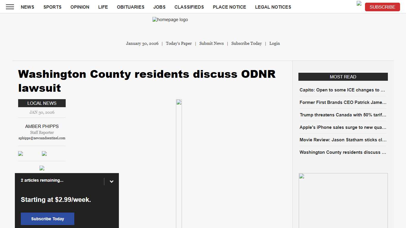 Washington County residents discuss ODNR lawsuit News, Sports, Jobs - News and Sentinel